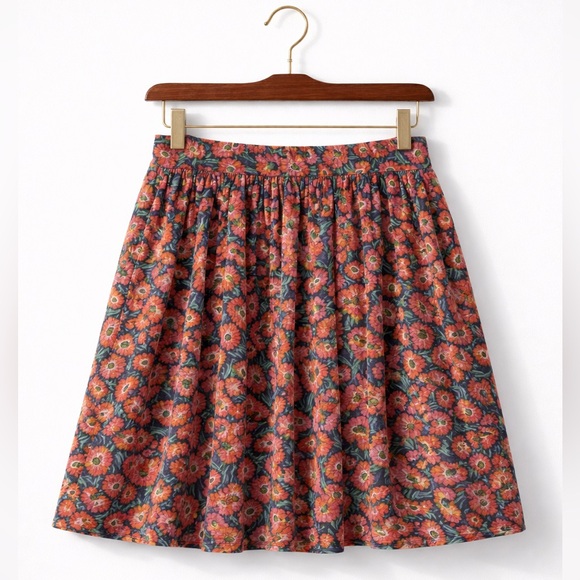 L. Bates Floral Circle Skirt Sz 6 Pink Yellow Silky Mini Spring Vacay - Picture 2 of 10